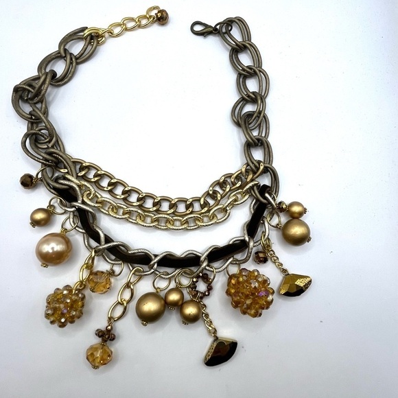 Charm Necklace Chain Links Large Big Necklace Assorted of Chains Pearls Charms - Picture 11 of 14